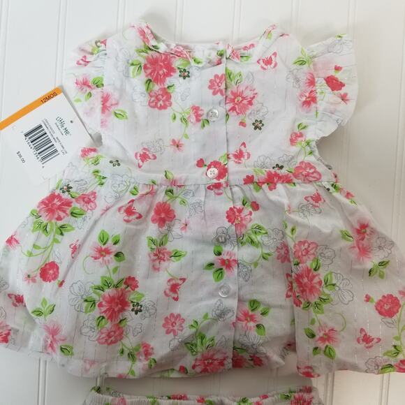Little Me 12M Dress Bloomer Set Pink Floral - Picture 3 of 10